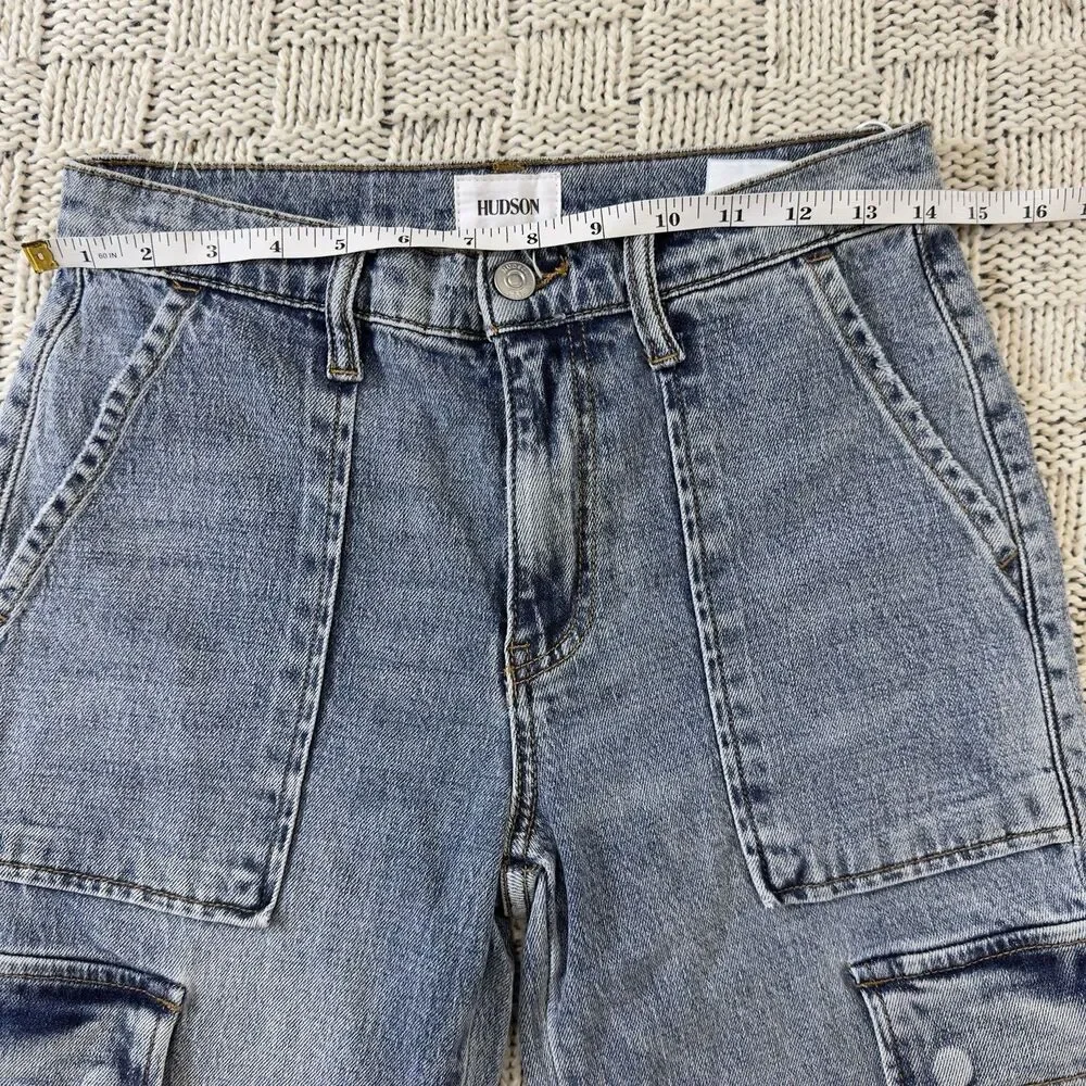 NWT Hudson Rosalie Avila High Waist Wide Leg Cargo Jeans Women 26 Light Wash